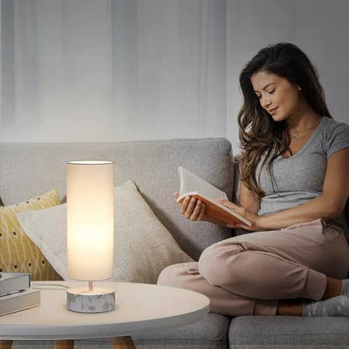 Touch Table Lamp with Marble Grain Metal Base, 3 Way Dimmable Bedside Lamp - Image 5