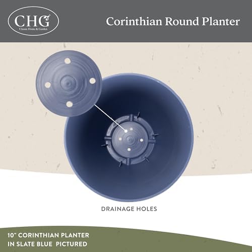 GROWSCAPE Corinthian Round Planter Pot w/Drainage Holes, 10" Desert Tan - Image 3