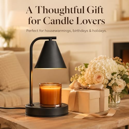Candle Warmer Lamp, Electric Candle Lamp Warmer Gifts for Mom Women House Warming Gifts New Home Bedroom Decor Dimmable Wax Melt Warmer for Scented Wax with 2 Bulbs, Jar Candles (Black) - Image 4