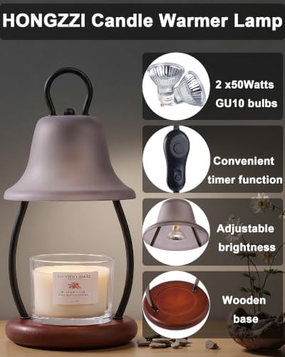 Candle Warmer Lamp with Timer, Dimmable, Adjustable Height, Black - Image 2