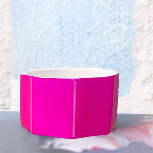 Ceramic Paper Clip Holder Gold Line Paper Clip Dispenser Organizer for Desk Cute Floral Pattern Office Binder Clip Holder Bobby Pin and Hair Clip Holder Gift for Office (Hot Pink) - Image 3