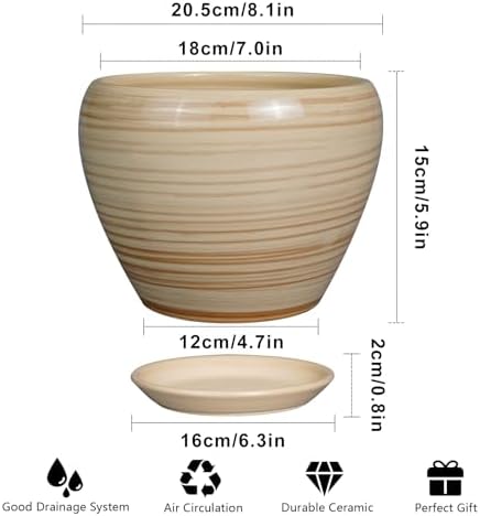 Ceramicfor Planter Pot 8 Inch, Ceramic Pot for Plants, Yellow - Image 3