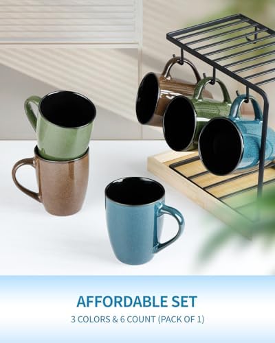 Ceramic Mugs 12oz,Large Ceramic Coffee Cups for Men, Women, Dad, Mom, Modern Coffee Mugs With Handle For Tea,Latte,Cappuccino,Cocoa. (blue 4pack) - Image 3