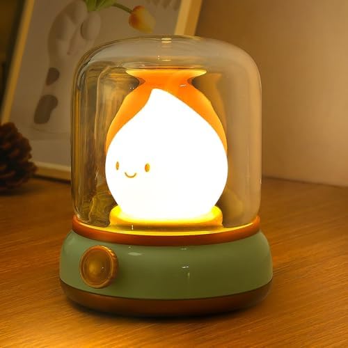 Ghost Campfire Night Light, Small Cute Desk Lamp, Dimmable Cordless Bedside Table Lamp, 2 Modes Rechargebale Battery Oprated Warm Night Light for Bedroom/Kids/Baby Nursery, Vintage Ambient Lighting by DeogosLighting