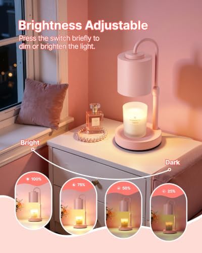 CASTLELIFE Dimmable Candle Warmer Lamp with Timer, Height Adjustable Candle Warmer for Jar Candles, Electric Wax Melt Warmer for Home Decor House Warming Gifts, Birthday Gifts for Women, Pink - Image 3