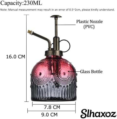 Plant Mister Glass Watering Can Bottle (7.78 oz, Red-Gray Gradient) - Image 4