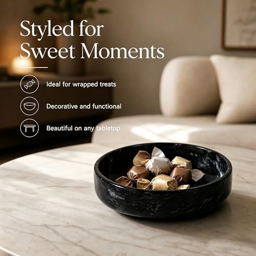 Natural Marble Decorative Bowl - Hand-Polished Stone Catchall Tray for Coffee Table Centerpiece, Entryway Key Holder, Jewelry Dish, Candle Holder & Home Decor Accent - Image 4