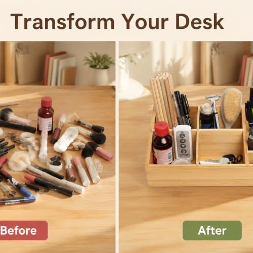 2 Pack Bamboo Art Supply Organizer - Image 3
