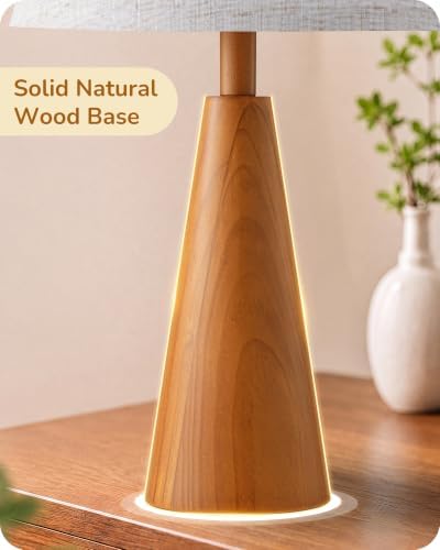 EDISHINE Modern Table Lamp with Tapered Rosewood Wood Base & E26 Socket - Image 2