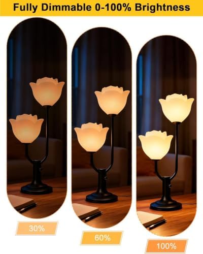 Lightdot Black Flower Table Lamp Dimmable Floral Modern Nightstand Lamp - Image 2
