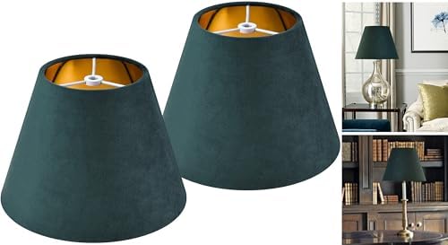 GO&SO Small Mini Green Velvet Lamp Shades Set of 2,5"×9"×6.4" Bell Shade by GOSO