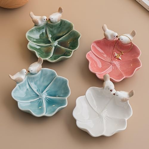 Ceramic Bird Jewelry Tray Cute Decorative Dessert Serving Plate for Snacks Rings and Trinkets, White - Image 3