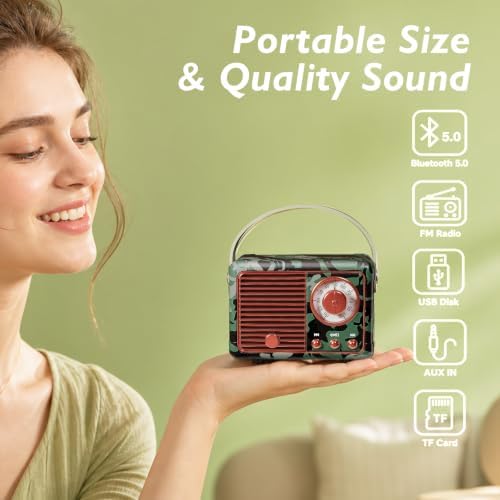 Dosmix Retro Bluetooth Speaker,Vintage Decor,Mini Gift for Men Women Girls - Image 2