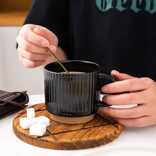 GBhome 15 OZ Stackable Coffee Mugs Set of 4, Ceramic Coffee Cups Set - Image 4