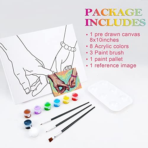 Nuberlic 8x10 Canvas Painting Kit Pre Drawn Canvas for Painting Sip and Paint for Adults Birthday Valentine's Day Gift Love Theme DIY Adult Party Favor - Image 6