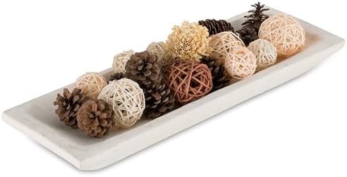 Hanobe Large Decorative Bowl for Coffee Table Entryway Decor, Rustic White by Hanobe