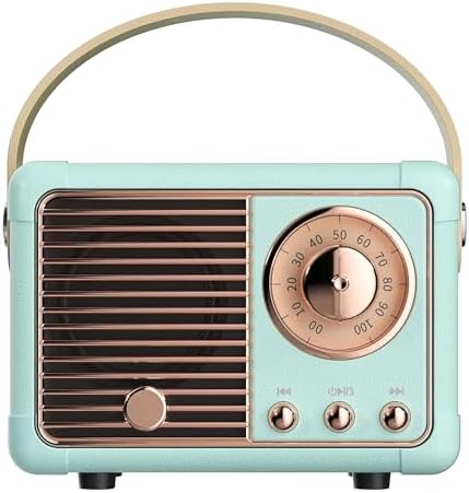Retro Bluetooth Speaker, Vintage Decor, Wireless Portable Mini Bluetooth Speaker, Small Cute Old Fashion Style for Kitchen Desk Bedroom Home Office Party Outdoor Gift (Blue) by LUKADER