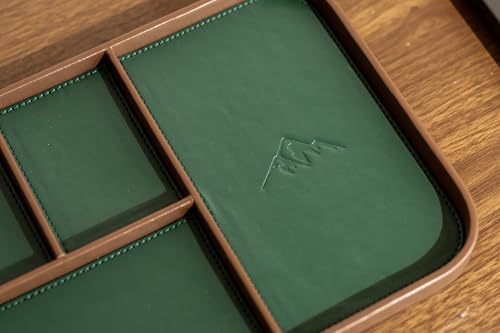 MUUJEE Leather Catchall Multitray (Design 3) - 11.65 x 7.75 x 0.8, Nightstand Entryway Bedside Dump Tray Valet Organizer for Keys Phone Wallet Watch Glasses Pens, Office Desk Accessory for Men, Green - Image 6