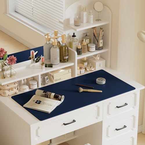 Aothia Faux Leather Desk Mat – Large Mouse Pad, Non-Slip PU Leather Blotter, Waterproof Writing Surface for Office and Home (Dark Blue, 47.2" x 23.6") - Image 6