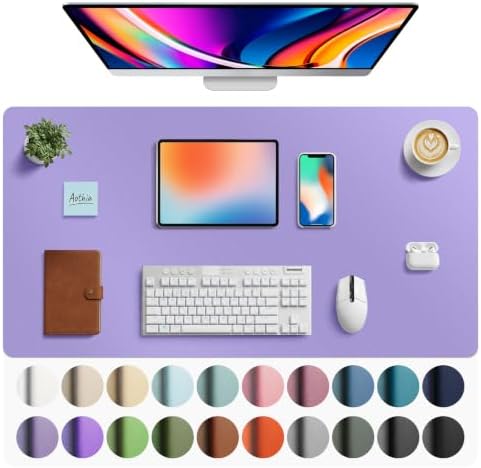 Aothia Faux Leather Desk Mat Mouse Pad, 40" x 24", Light Purple by AothiaSimpleNaturalUnique