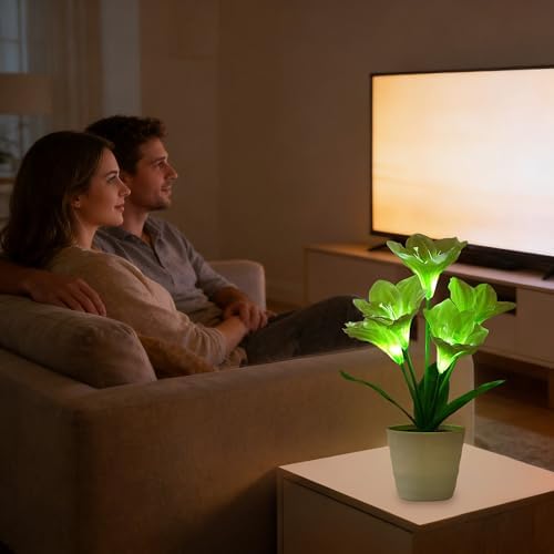 Artificial Lily Fower Lamp - Artificial Potted Flower Light, Christmas Birthday Gifts for Women Wife Girlfriend Mom Anniversary Bedroom Bar Coffee Shop Night Light Lamp Home Decor - Image 6
