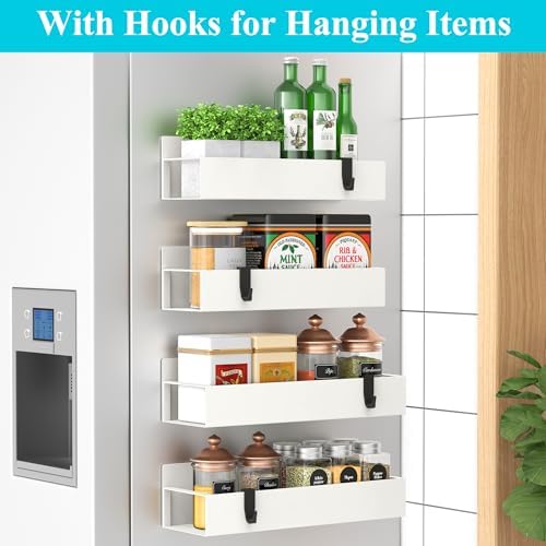 HuggieGems Metal Magnetic Spice Rack for Refrigerator Cream White, 4 Pack - Image 2