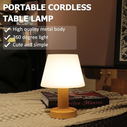 Cordless Rechargeable Mushroom Table Lamp, Dimmable 3-Color Night Light - Image 3