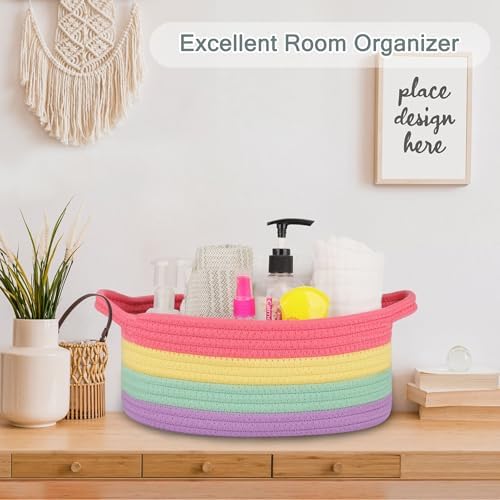 COMSE Empty Small Gift Basket with Bag & Ribbons, Rainbow - Image 5
