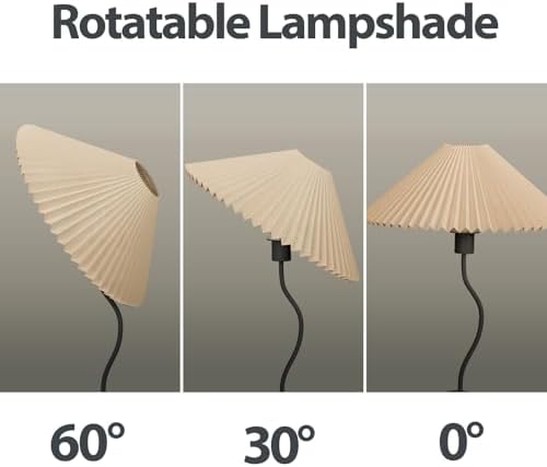 KUNJOULAM Small Pleated Table Lamp, Bedside Nightstand Lamp with Beige Lampshade Black Base, Morden Mini Lamp for Bedroom Home Office Decor, E12 Bulb Included - Image 3