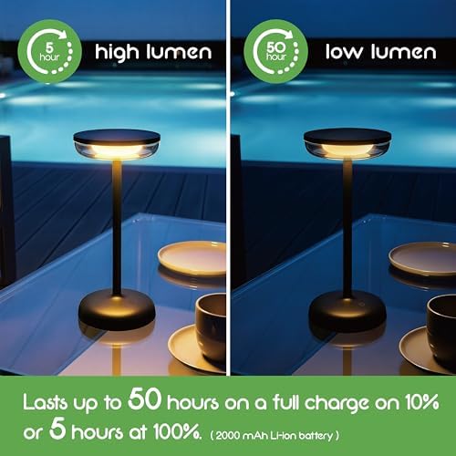 Cocktail Style Solar Table Lamp, USB-C, Dimmable, Black, 1pk - Image 6