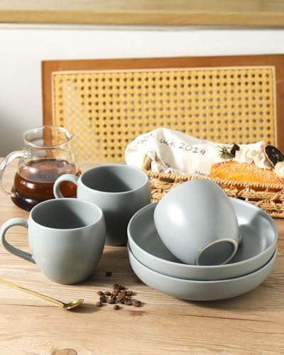 Coffee Mugs Set of 4, 16 oz Ceramic Coffee Cups for Latte, Tea, Milk, Cereal, Cappuccino, Stoneware Tea Cups for Housewarming Wedding Gifts, Microwave & Dishwasher Safe, Pebble Gray - Image 3