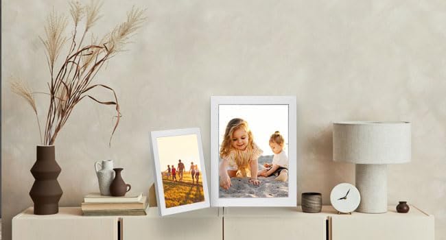 5x7 Picture Frame Set of 3, Made of Real Glass for 5x7 White Frames Wooden, Wall and Tabletop Display Photo Frame for Gallery Family Wedding Memorial Pic Frame Best Gift