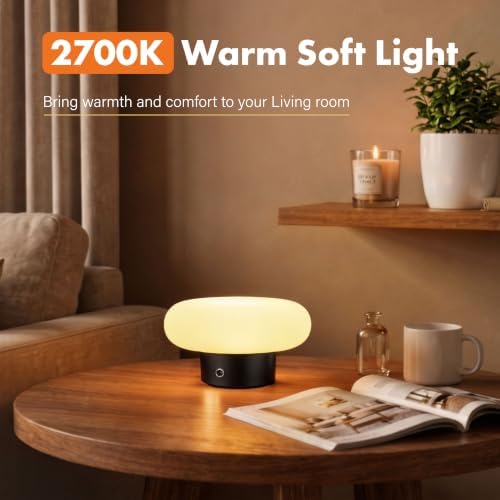 Cordless Table Lamp, Black Rechargeable Battery Operated Lamp - Image 4