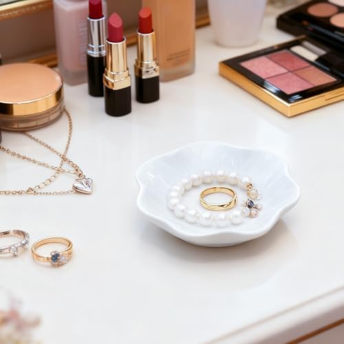 30-Pack Ring Dish Bulk, White Ceramic Lotus Trinket Tray 4.5" Wedding Favor Bridesmaid Gift, Small Jewelry Holder Catchall - Image 3