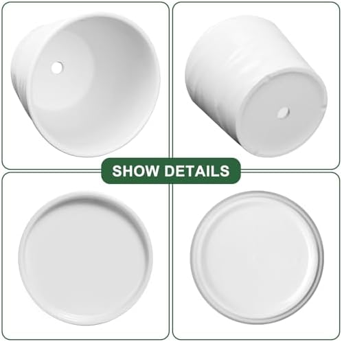 Ceramic Plant Pot, 6.7 + 5.5 Inch, White - Image 6