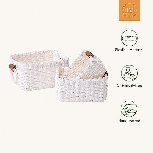 LA JOLIE MUSE Small Wicker Baskets for Organizing, White 3 Pack - Image 5
