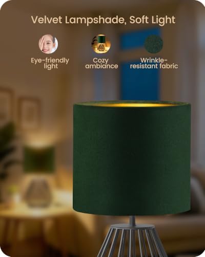 Black and Green Table Lamp, 12.6" Small Bedside Lamp with Bulb - Image 2