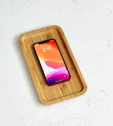 Bam&Boo Bamboo Serving Tray Natural Minimalist Rectangular (9.7” x 5.4" x 0.8") Coffee, Tea, Food, Drinks, Storage, Decor for Home, Kitchen, Bathroom - Image 4