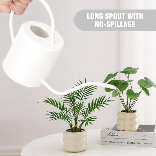 Plant Watering Can, 50 oz / 1500 ml Stainless Steel Metal - Modern Decorative with Long Spout for Indoor Potted Plants, Bonsai, Garden Flowers, Cream White - Image 6