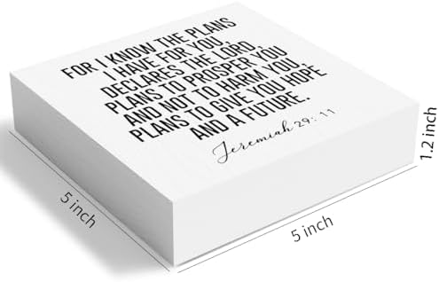 For I Know the Plans I Have for You Jeremiah 29:11 Wooden Box Sign Inspirational Decor Christian Gifts Bible Verse Decorations for Home Office Shelf Table Desk Gifts for Women 5 x 5 Inch - Image 2