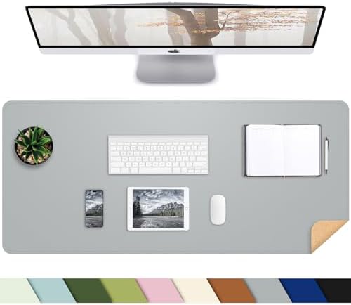 AFIING Cork Desk Mat, 35.4" x 17", Light Grey,Desk pad Protector by AFIING