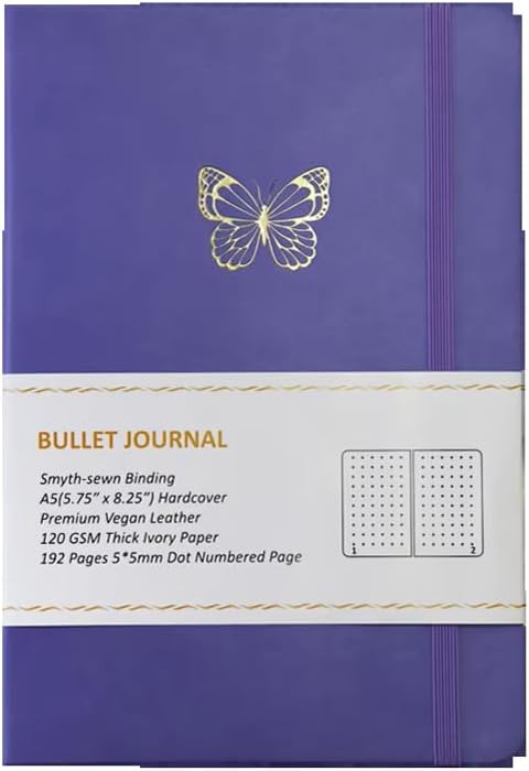 JY Meigo **Premium** Stationery Gift Set - **Back to School College Essentials** for Students - Aesthetic Journaling Kit 120GSM Purple Butterfly Journal, Uni-ball One Pens & KOKUYO Highlighter - Image 6