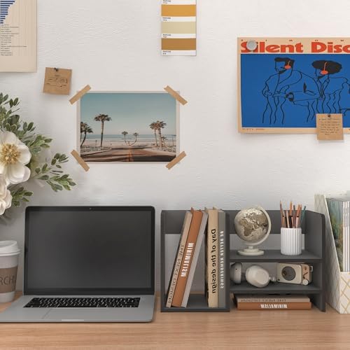 Wood Office Desk Organization with Three Storage Apartments, Desktop File Organizer Vertical with Storage, Desktop Storage Organizer for Office, Classroom, Dorm, Black - Image 6