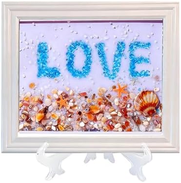 CIYOJA Sea Glass Stained Glass Kit – Love Mosaic Art Kit for Adults, DIY Resin Art Craft Kit with Crushed Seaglass, Framed Beach Artwork for Beginners & Creative Art Projects Home Décor by CIYOJA