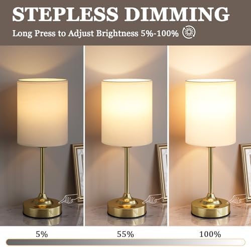 Rechargeable Table Lamp, Battery Operated, Touch Control, Brass, 1 Pack - Image 2