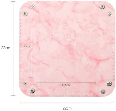 Valet Tray Desktop Storage Organizer – Vegan Leather Catchall Bedside Vanity Tray Nightstand Caddy Holder for Remote Controller, Watch, Keys, Phone, Wallet, Coin, Jewelry, Marble Pink - Image 7
