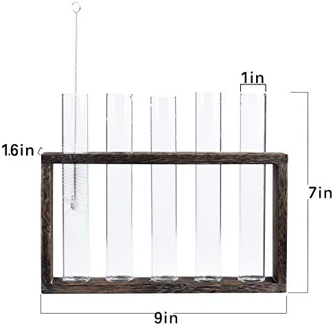 5 Tube Wooden Plant Propagation Station, Tabletop Glass Terrarium Holder for Cuttings Hydroponics, Home Office Desk Decor Gift for Women Mom Plant Lovers, Brown - Image 6