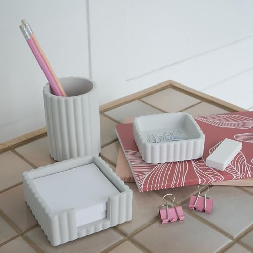 Modern Aesthetic Desk Accessories Set of 3 - Stylish Concrete Organizers - Image 7