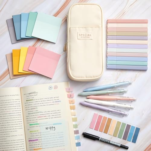 Jutom 39 Pcs Aesthetic Book Annotation Kit,Cream,Cute Style - Image 6