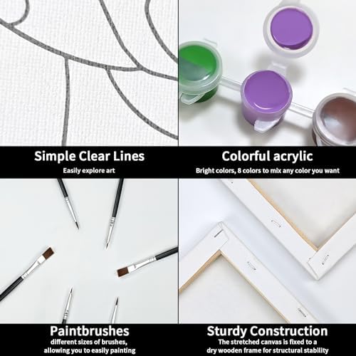 VOCHIC Sip and Paint Kit,Pre Drawn Canvas Couples Painting Party Kit Paint Art Set with Outline Canvas for Adults Date Night Games, Afro Girl Boy,Valentine 2 Pack(12 x 16 Inch) - Image 4